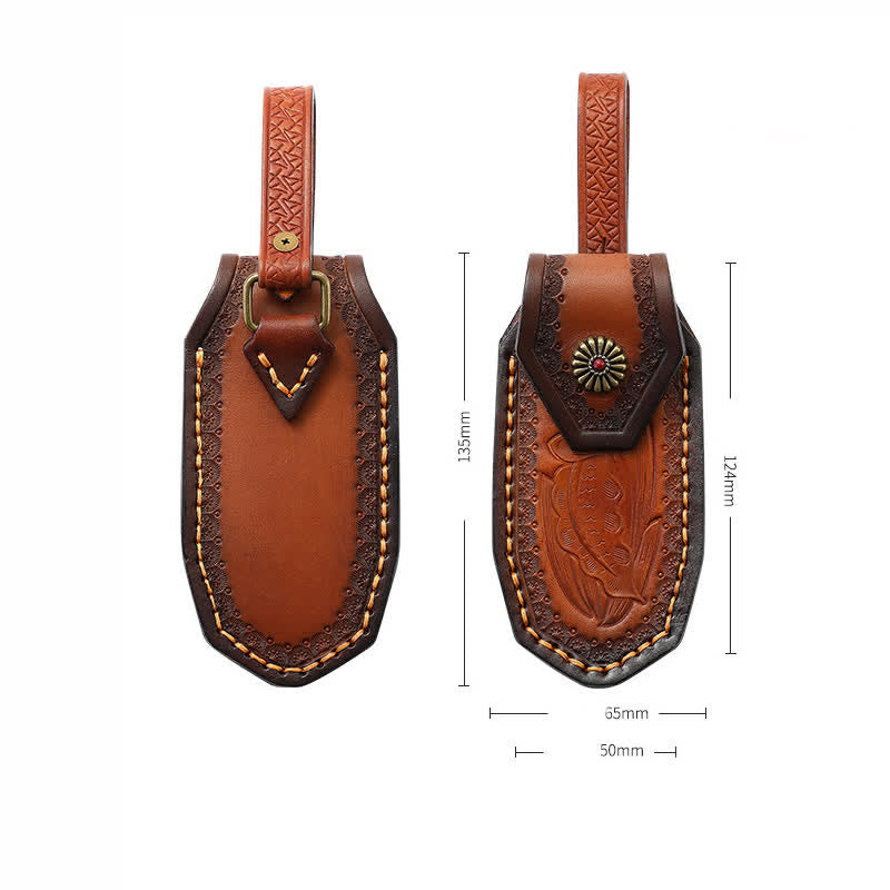 Fodero per coltello pieghevole con motivo in rilievo e borsa in pelle con cintura