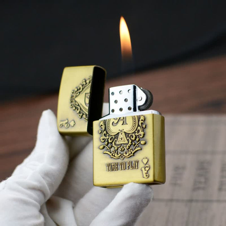 Accendino ricaricabile a butano Lucky ACE Poker Relief Design