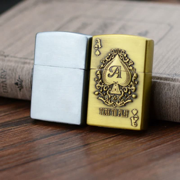 Accendino ricaricabile a butano Lucky ACE Poker Relief Design