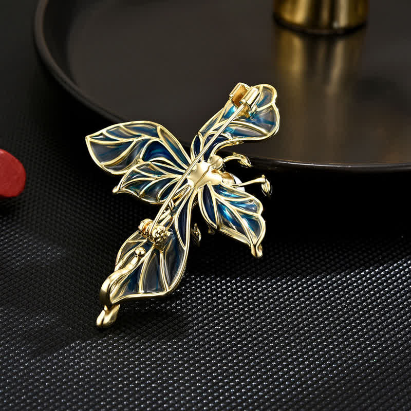 Spilla decorativa di lusso da donna con perle di iris blu - image 3