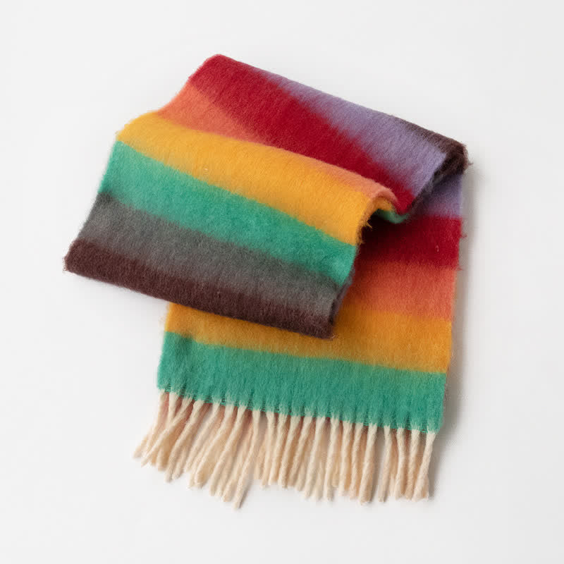 Sciarpa unisex in mohair con nappe a contrasto di colore arcobaleno - Stile n. 8 - image 16