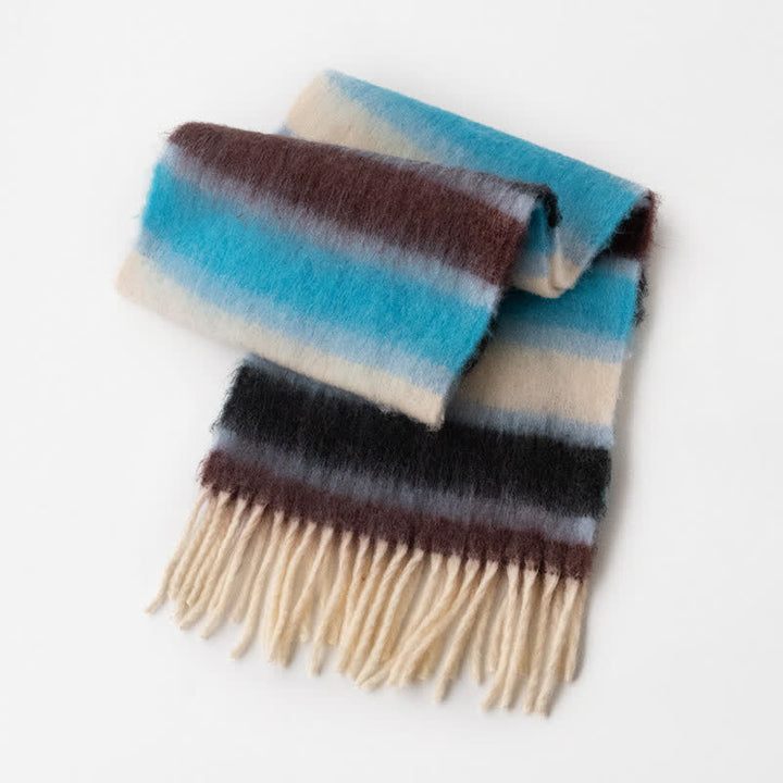 Sciarpa unisex in mohair con nappe a contrasto di colore arcobaleno - Stile n. 10 - image 18