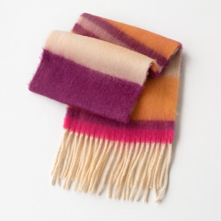 Sciarpa unisex in mohair con nappe a contrasto di colore arcobaleno - Stile n. 13 - image 21