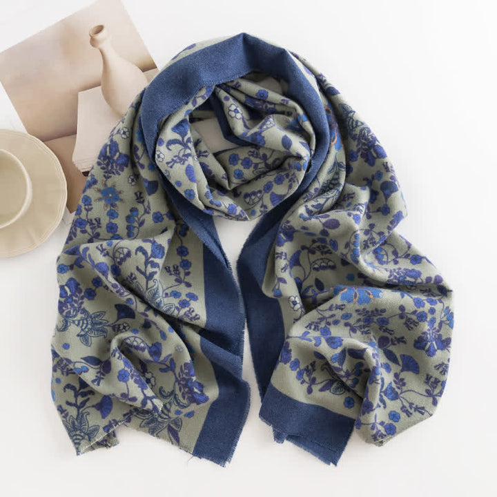 Sciarpa elegante con bordo a contrasto floreale da donna
