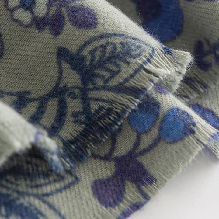 Sciarpa elegante con bordo a contrasto floreale da donna