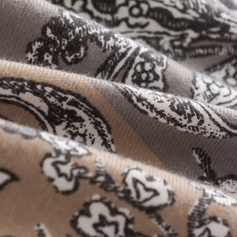 Sciarpa da donna vintage in stile nazionale con stampa grigia