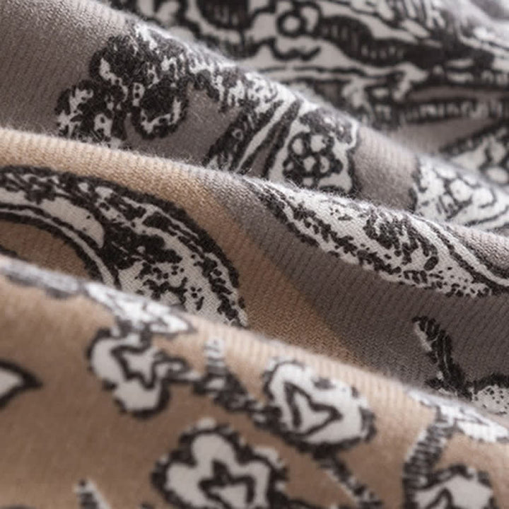 Sciarpa da donna vintage in stile nazionale con stampa grigia