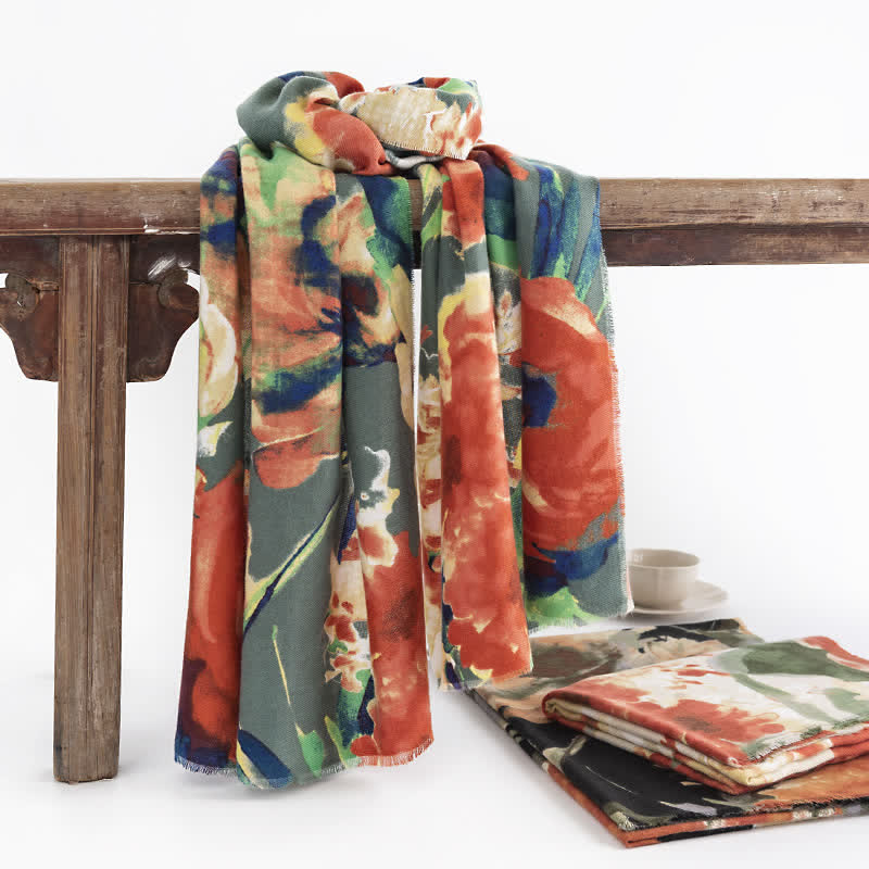 Sciarpa con stampa floreale vintage alla moda colorata da donna - image 0