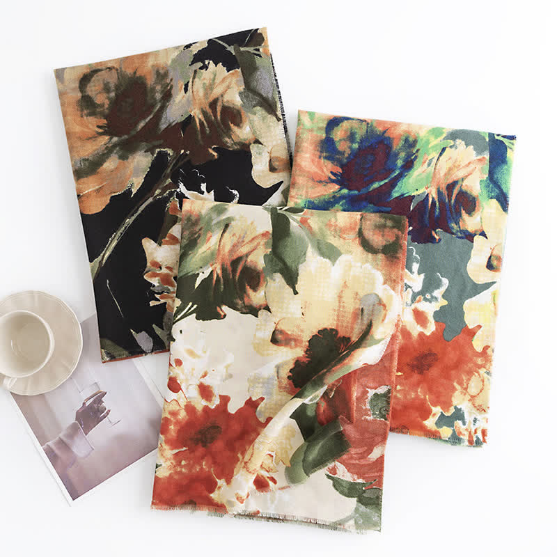 Sciarpa con stampa floreale vintage alla moda colorata da donna - image 1