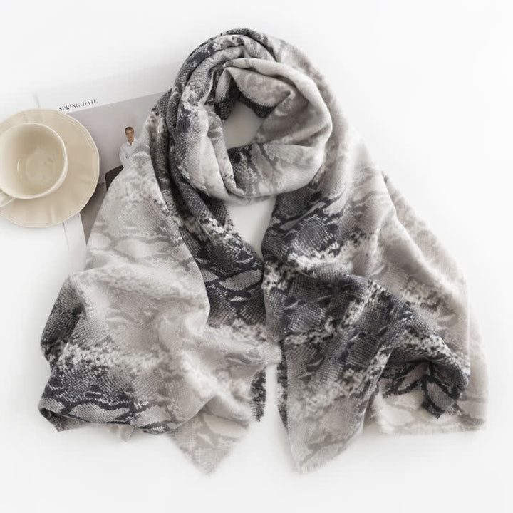 Sciarpa con stampa serpente in stile street chic da donna - Grigio - image 2