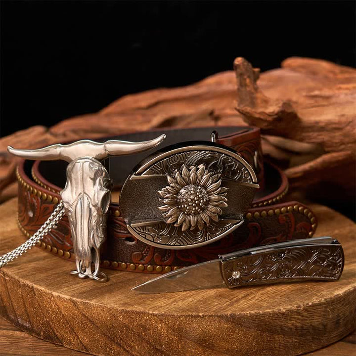Gadget Western fai da te, fibbia per coltello nascosto, ciondolo a forma di toro Longhorn