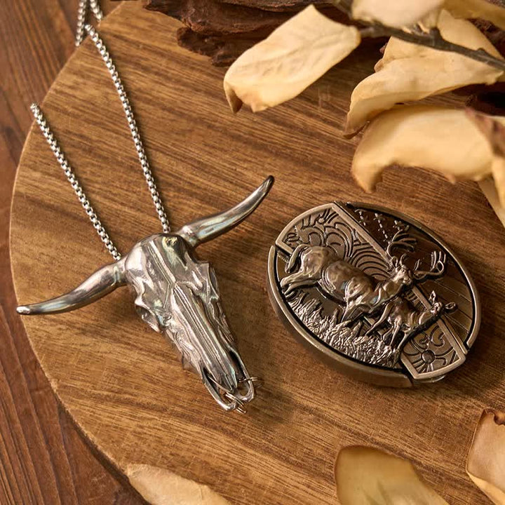 Gadget Western fai da te, fibbia per coltello nascosto, ciondolo a forma di toro Longhorn