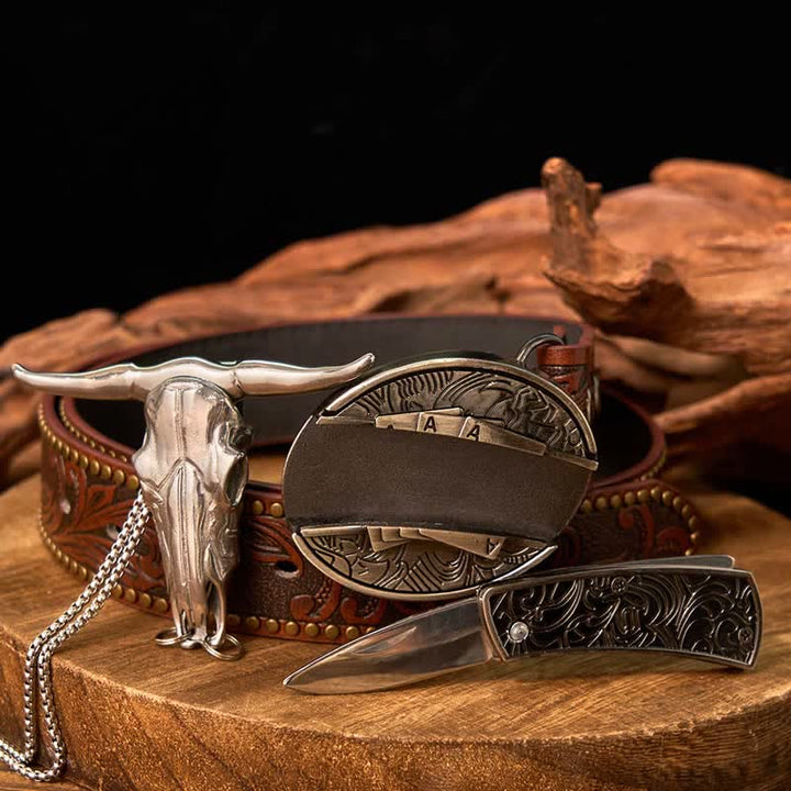Gadget Western fai da te, fibbia per coltello nascosto, ciondolo a forma di toro Longhorn