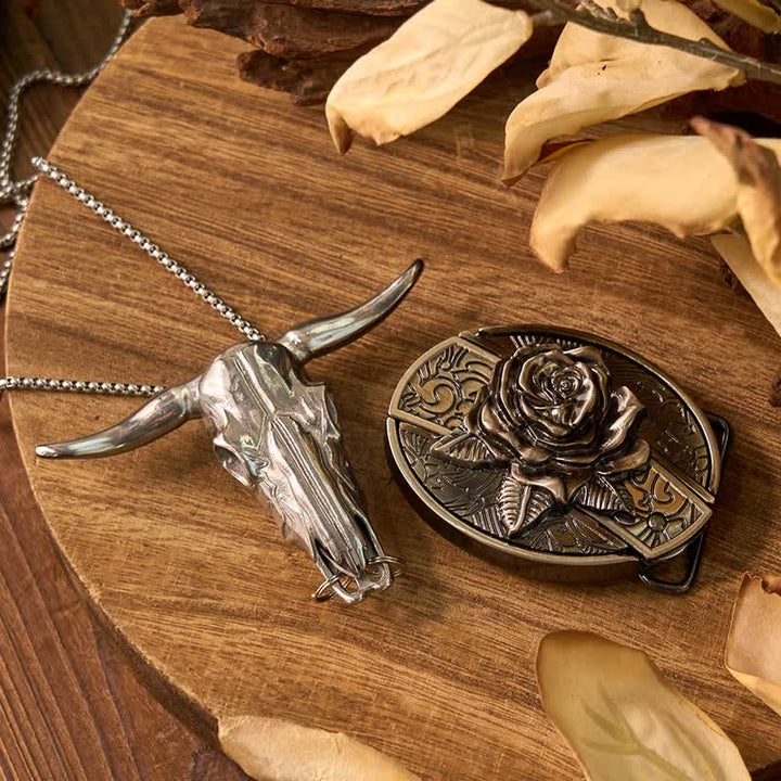 Gadget Western fai da te, fibbia per coltello nascosto, ciondolo a forma di toro Longhorn