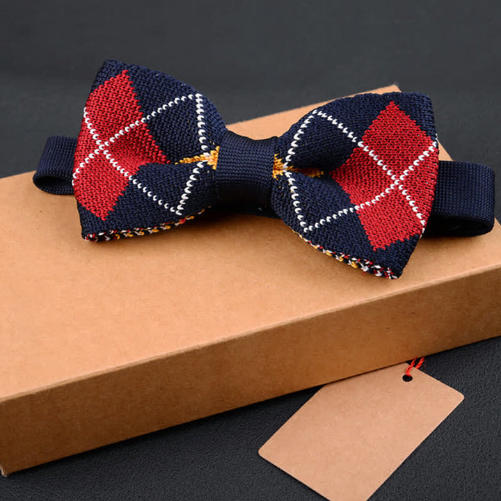 Papillon lavorato a maglia scozzese vintage da uomo - Rosso - image 0