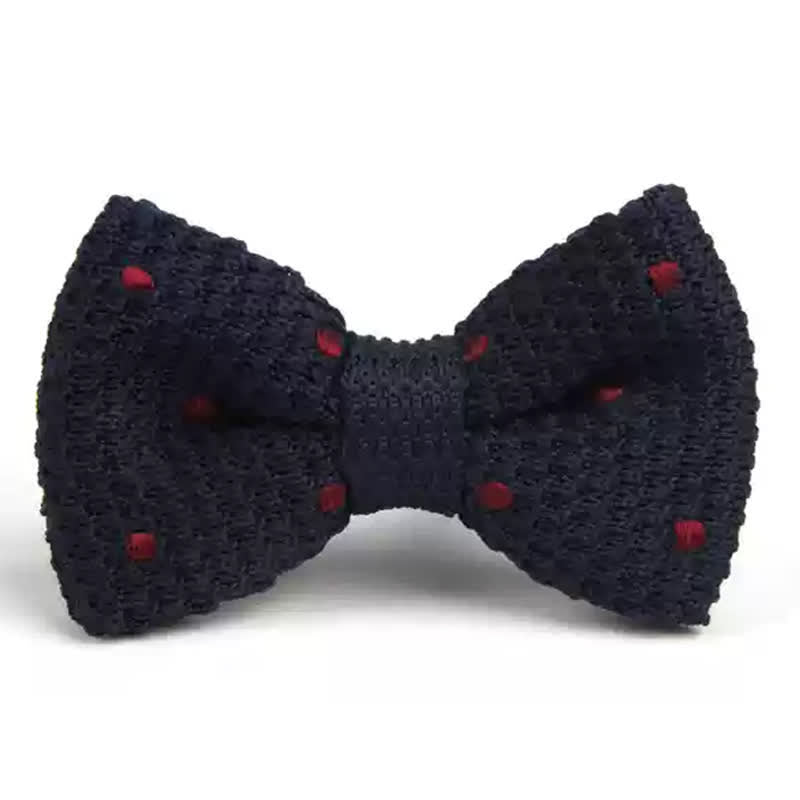Papillon lavorato a maglia con pois vivaci da uomo - Nero e Borgogna - image 3