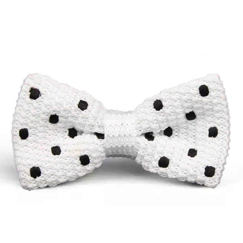 Papillon lavorato a maglia con pois vivaci da uomo - Bianco - image 5