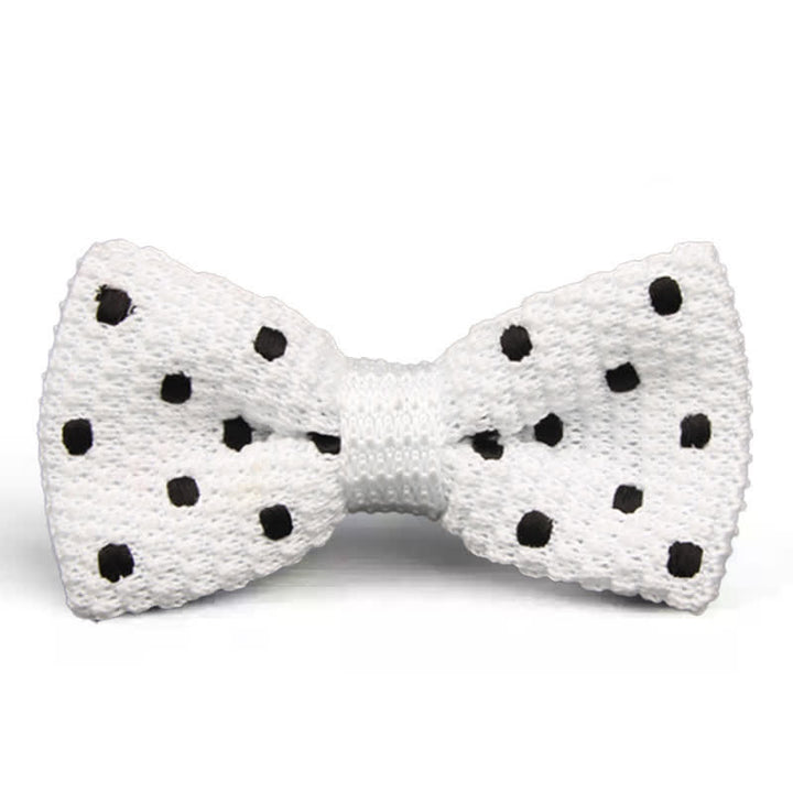Papillon lavorato a maglia con pois vivaci da uomo - Bianco - image 5