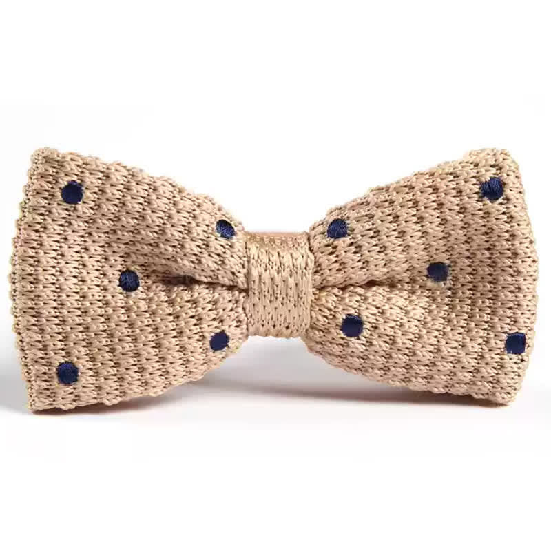 Papillon lavorato a maglia con pois vivaci da uomo - Grano - image 0