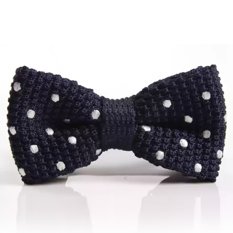Papillon lavorato a maglia con pois vivaci da uomo - Blu notte - image 6