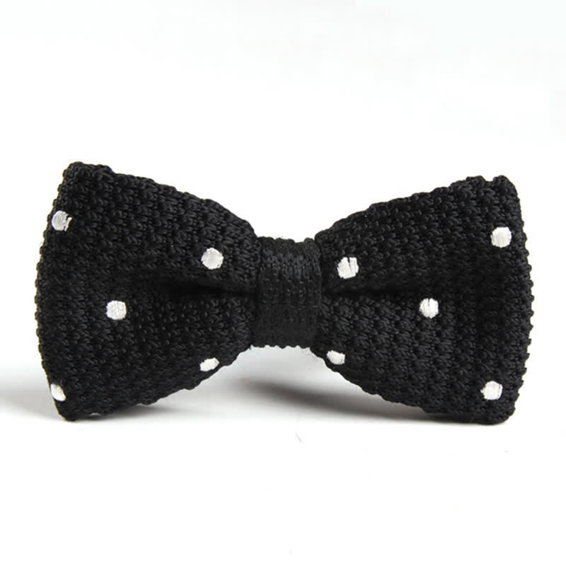 Papillon lavorato a maglia con pois vivaci da uomo - Bianco e nero - image 1
