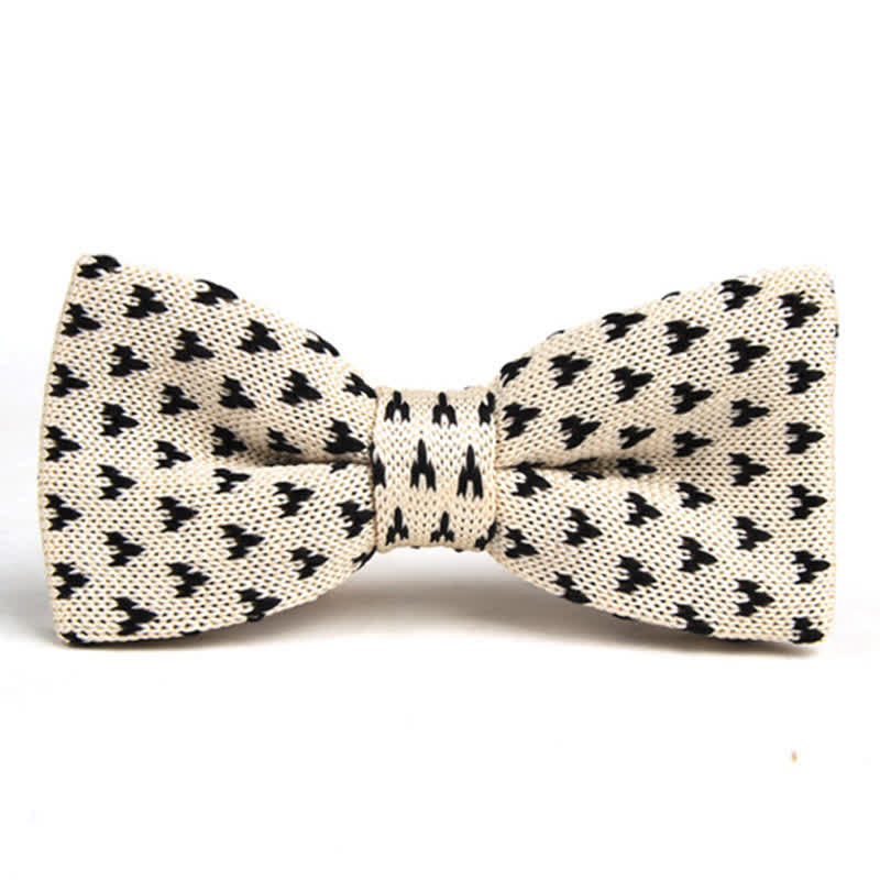 Papillon lavorato a maglia con motivo pied de poule da uomo - Beige e nero - image 5