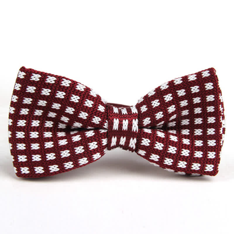 Papillon lavorato a maglia con motivo pied de poule da uomo - Rosso e bianco - image 4