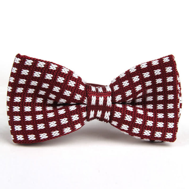Papillon lavorato a maglia con motivo pied de poule da uomo - Rosso e bianco - image 4
