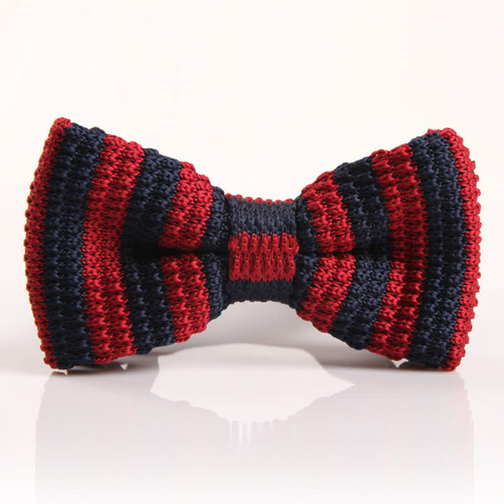 Papillon lavorato a maglia a righe con doppio colore abbinato da uomo - Rosso e blu navy - image 4