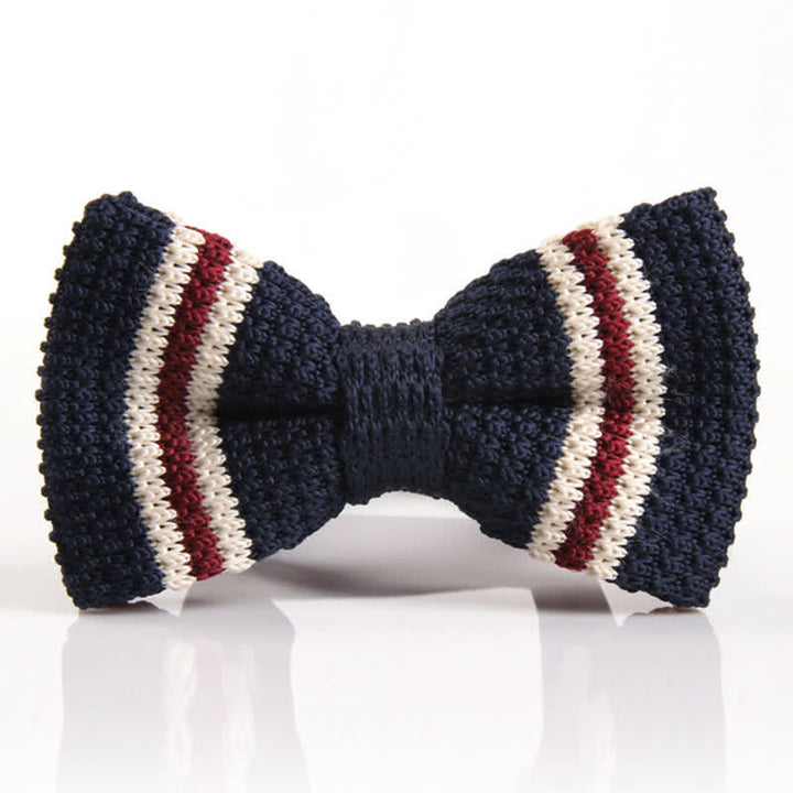 Papillon lavorato a maglia a righe con tre colori abbinati da uomo