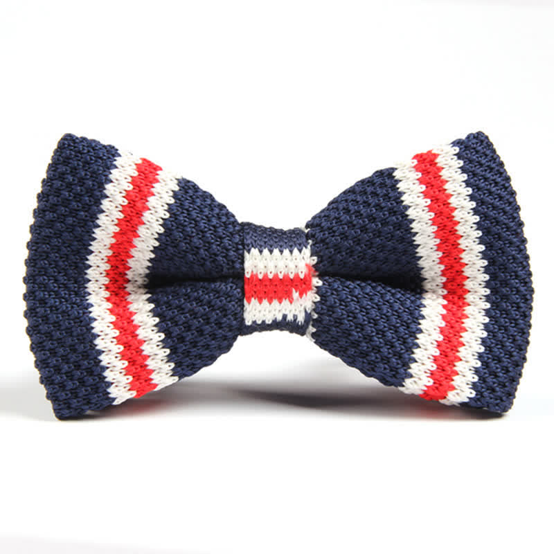 Papillon lavorato a maglia a righe con tre colori abbinati da uomo - Stile n. 11 - image 10
