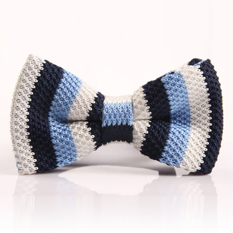 Papillon lavorato a maglia a righe con tre colori abbinati da uomo