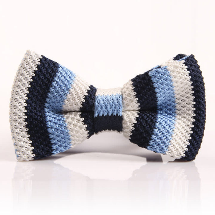 Papillon lavorato a maglia a righe con tre colori abbinati da uomo