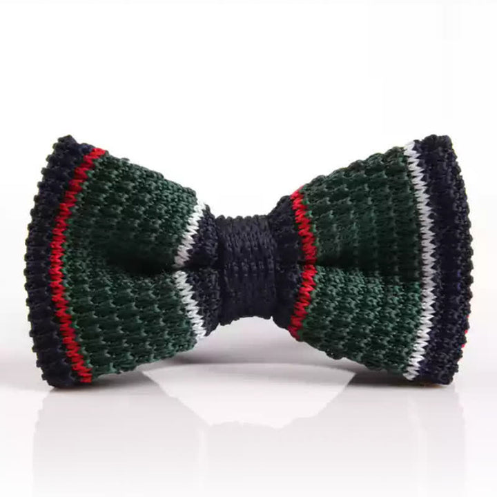 Papillon lavorato a maglia a righe con tre colori abbinati da uomo