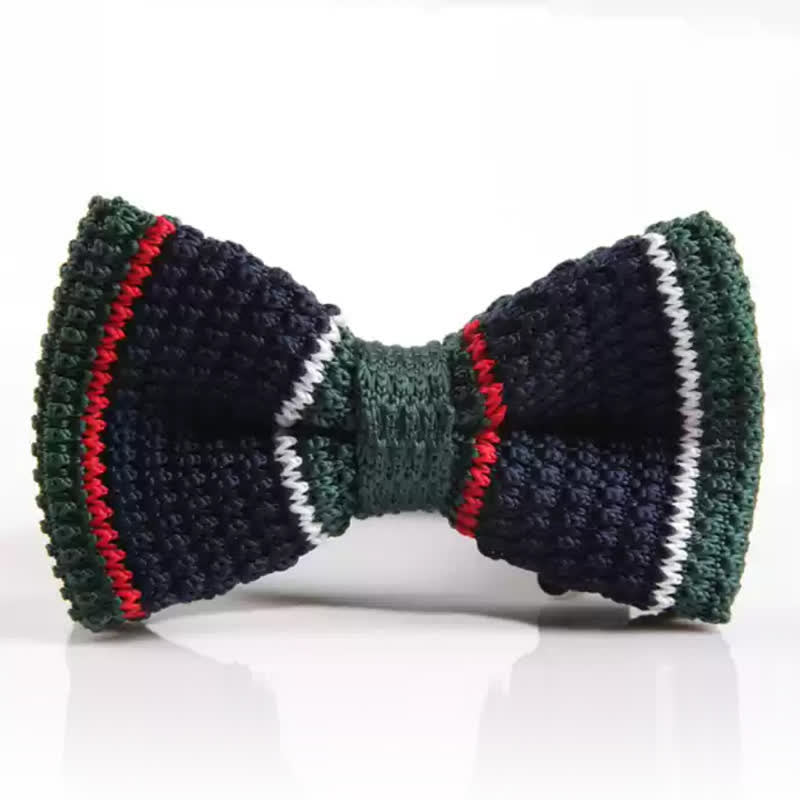 Papillon lavorato a maglia a righe con tre colori abbinati da uomo