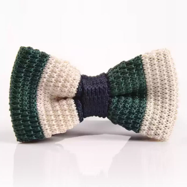 Papillon lavorato a maglia a righe con tre colori abbinati da uomo