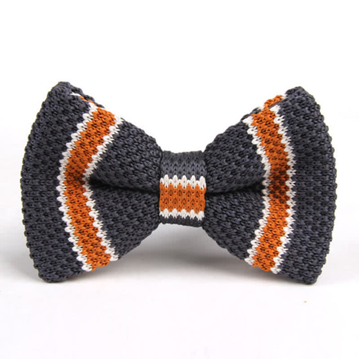 Papillon lavorato a maglia a righe con tre colori abbinati da uomo