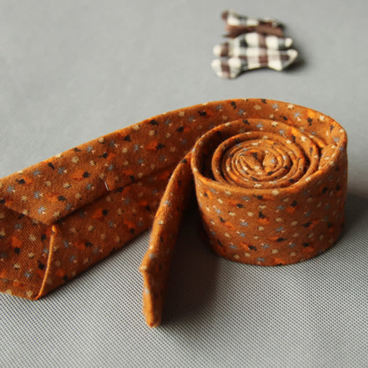 Cravatta casual in cotone con motivo floreale fresco e carino da uomo