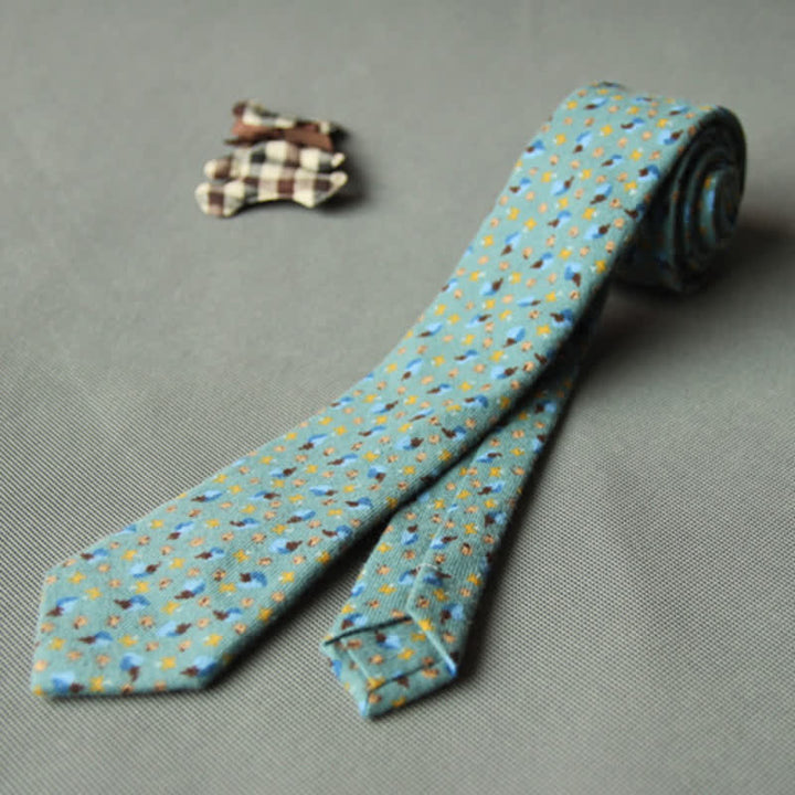 Cravatta casual in cotone con motivo floreale fresco e carino da uomo