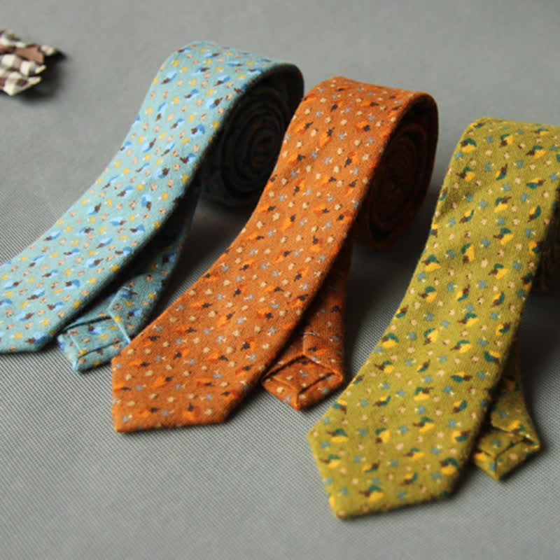 Cravatta casual in cotone con motivo floreale fresco e carino da uomo