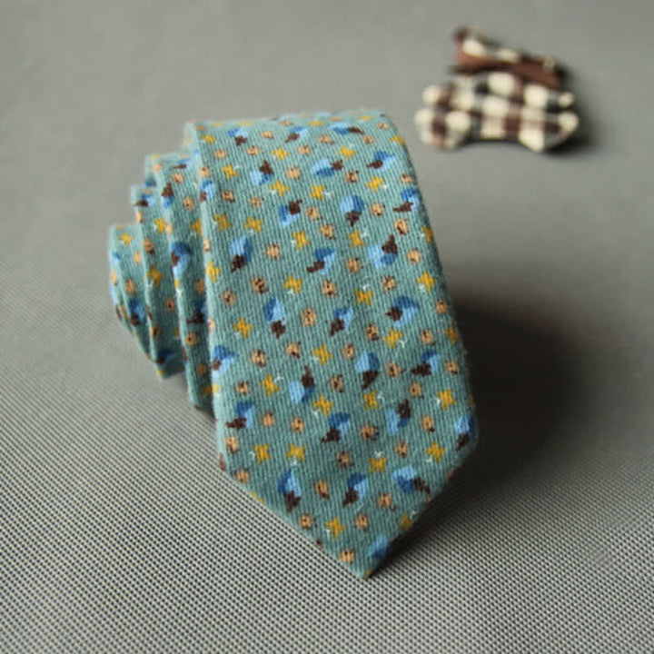 Cravatta casual in cotone con motivo floreale fresco e carino da uomo