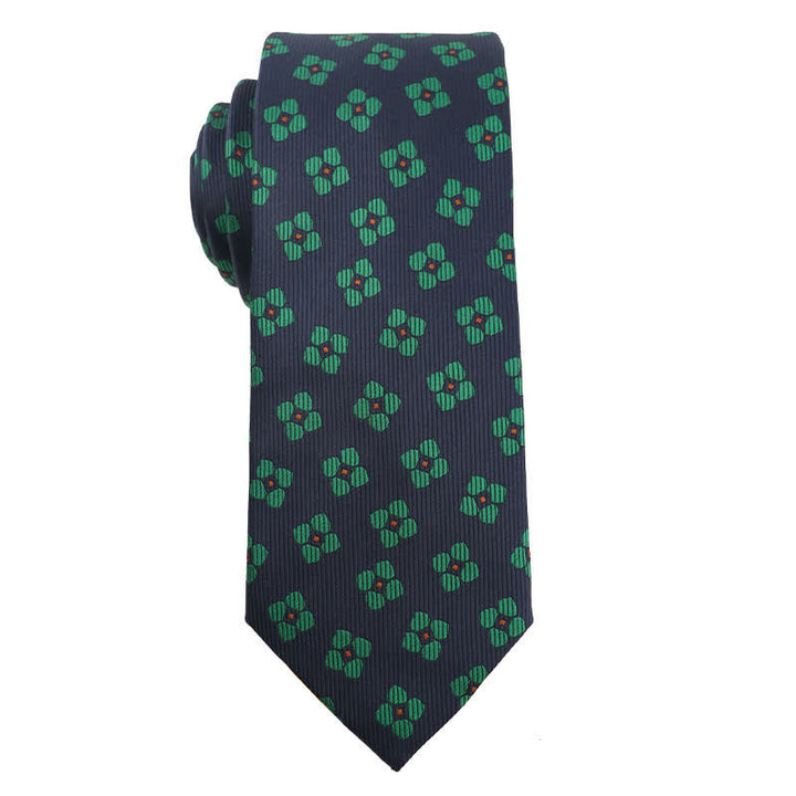 Cravatta da uomo a quadri floreali della serie verde scuro - Stile n. 3 - image 4
