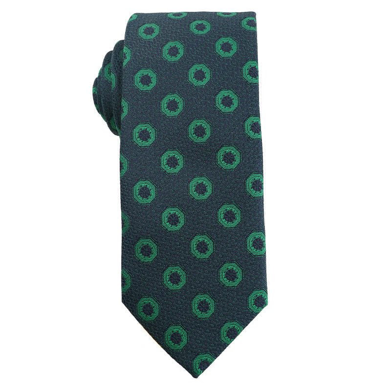 Cravatta da uomo a quadri floreali della serie verde scuro - Stile n. 4 - image 5