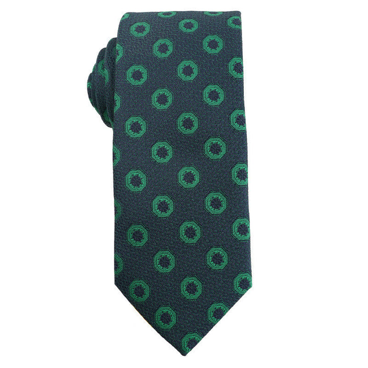 Cravatta da uomo a quadri floreali della serie verde scuro - Stile n. 4 - image 5