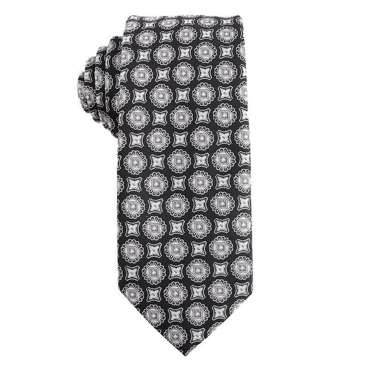 Cravatta da uomo a righe con pois paisley della serie grigio scuro - Stile n. 4 - image 5