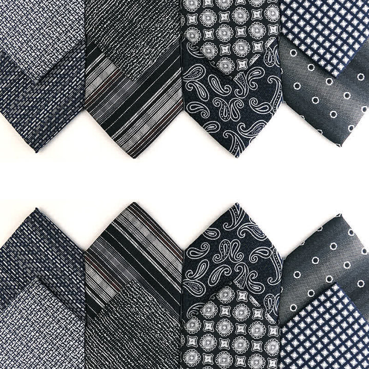 Cravatta da uomo a righe con pois paisley della serie grigio scuro