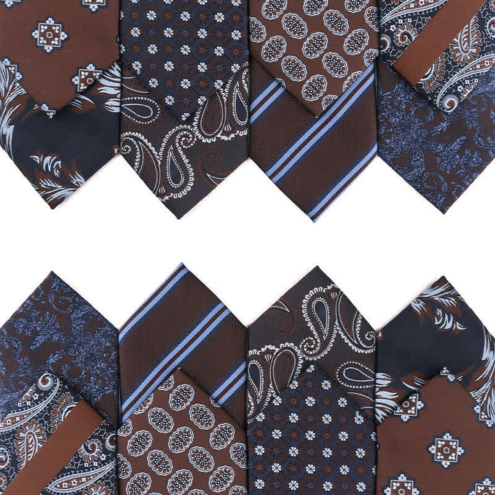 Cravatta a righe Paisley serie marrone caffè da uomo