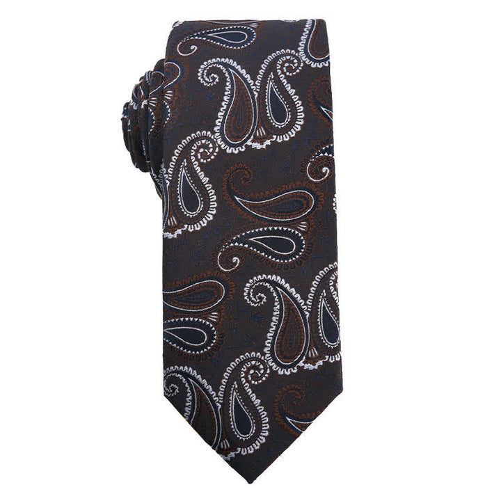 Cravatta a righe Paisley serie marrone caffè da uomo