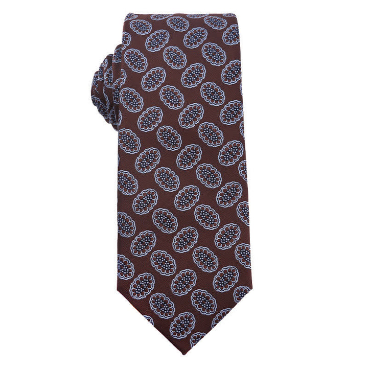 Cravatta a righe Paisley serie marrone caffè da uomo