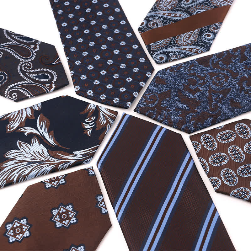 Cravatta a righe Paisley serie marrone caffè da uomo